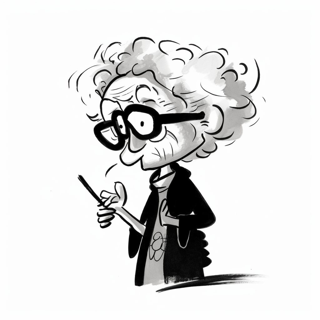 Sketch of a Funky Old Woman Holding a Marker