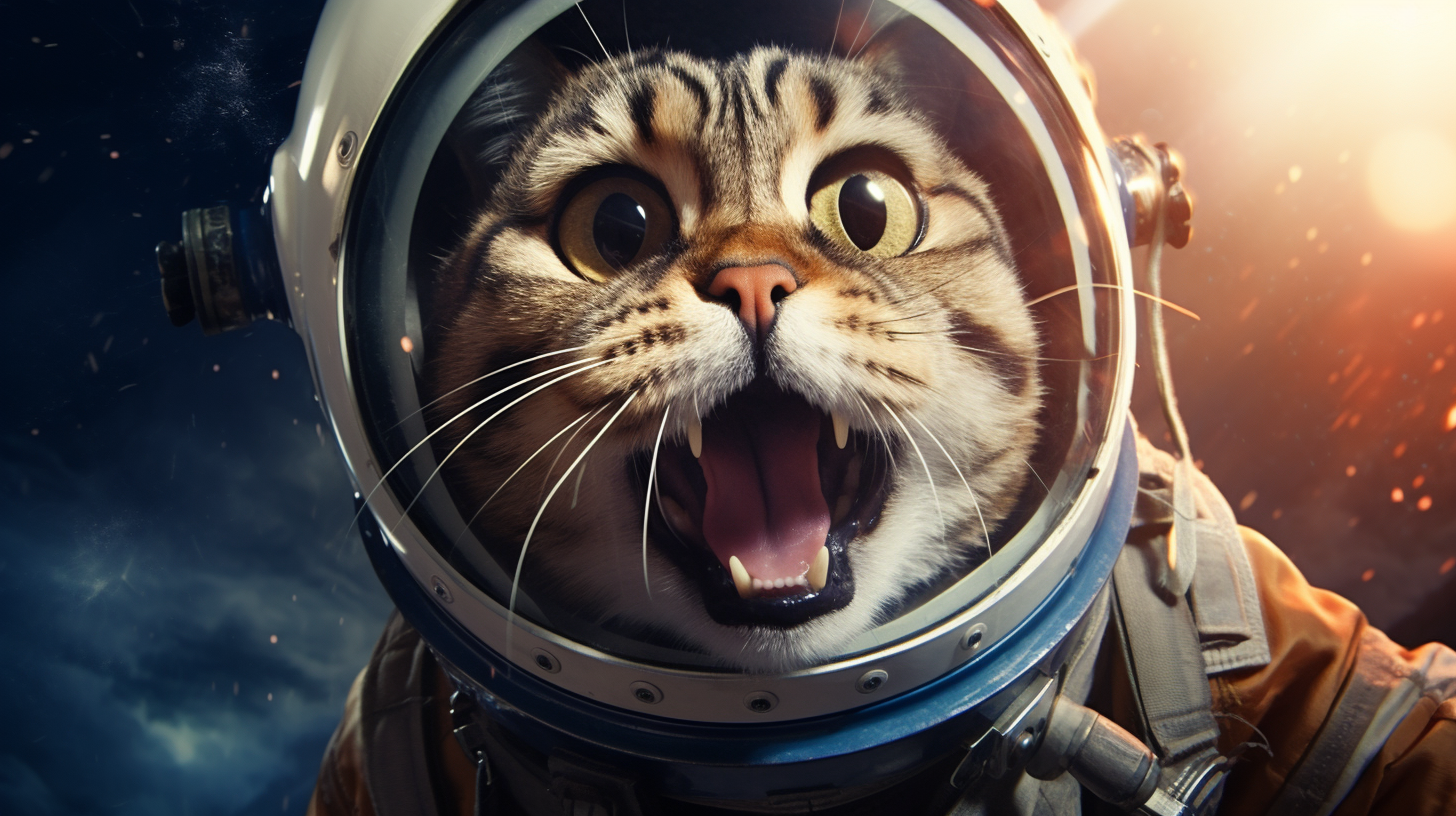 Funny animals in cats aboard a spaceship