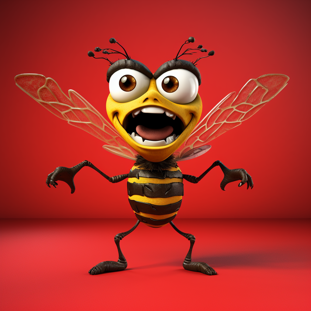 Funny Cartoon Wasp on Steroids