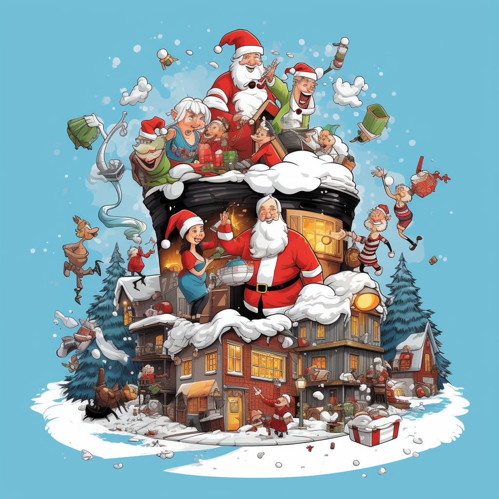 Funny Christmas Scenes T-Shirt on White Background