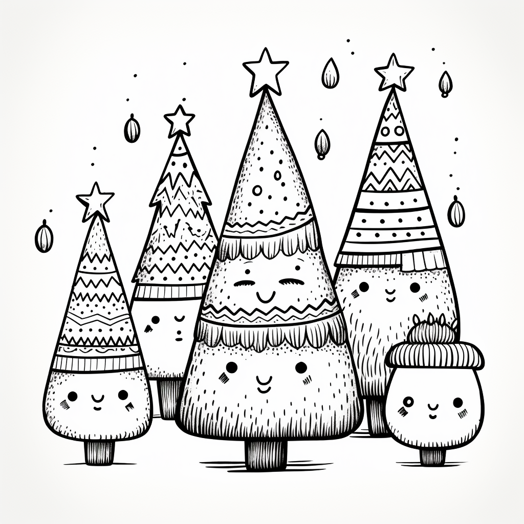 Funny Christmas Tree Coloring Page