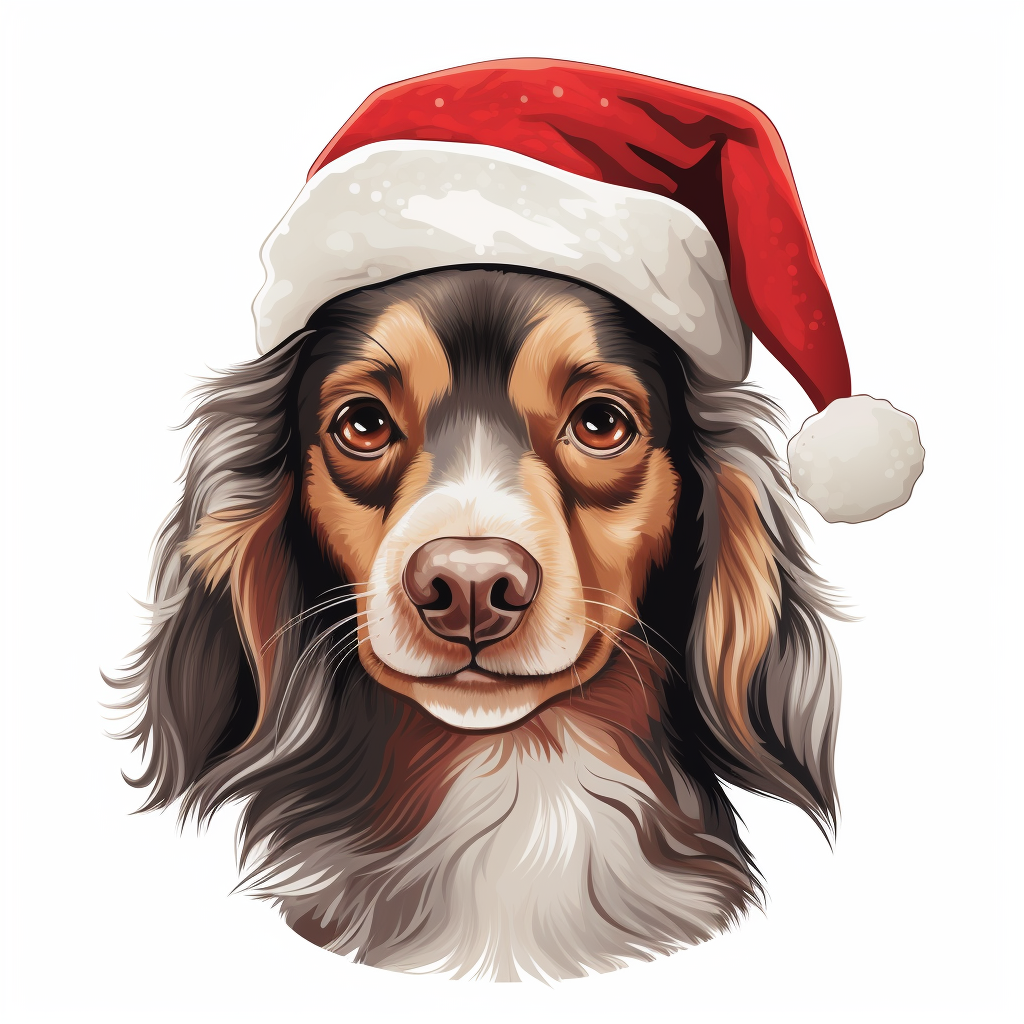 Funny dog Christmas clipart on white background