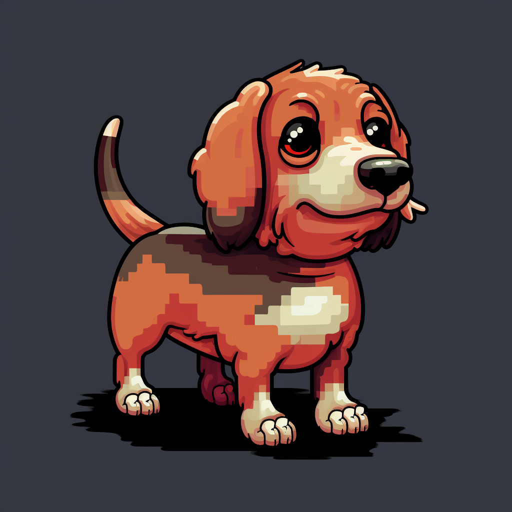 Cute dog in pixel art style