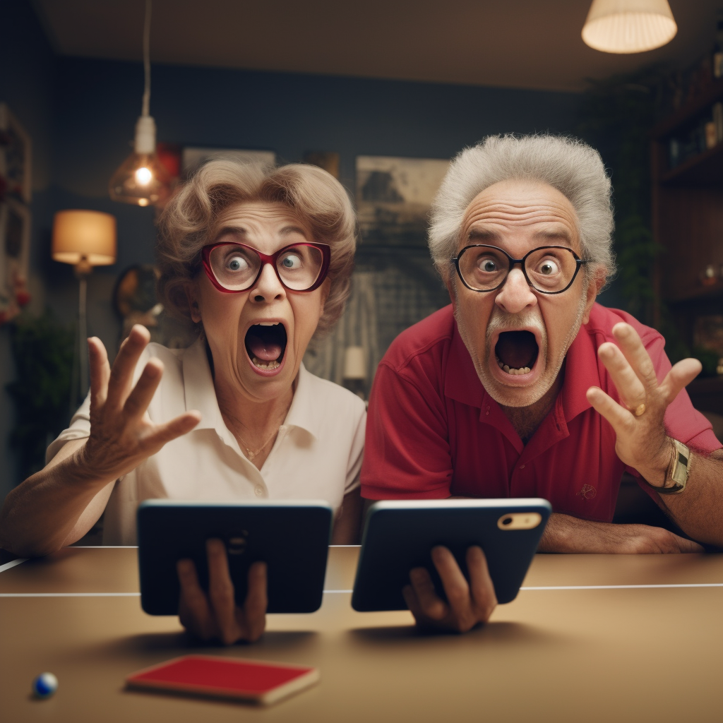 Elderly couple playing ping pong