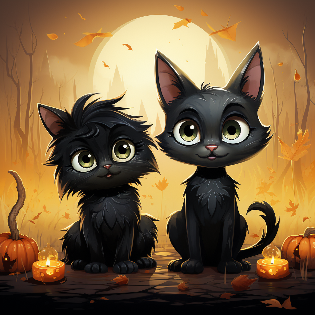 Funny Halloween Picture with Two Cats