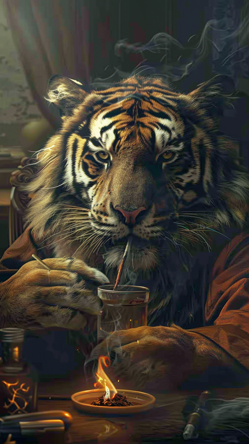 funny Korean tiger smoking proverbs