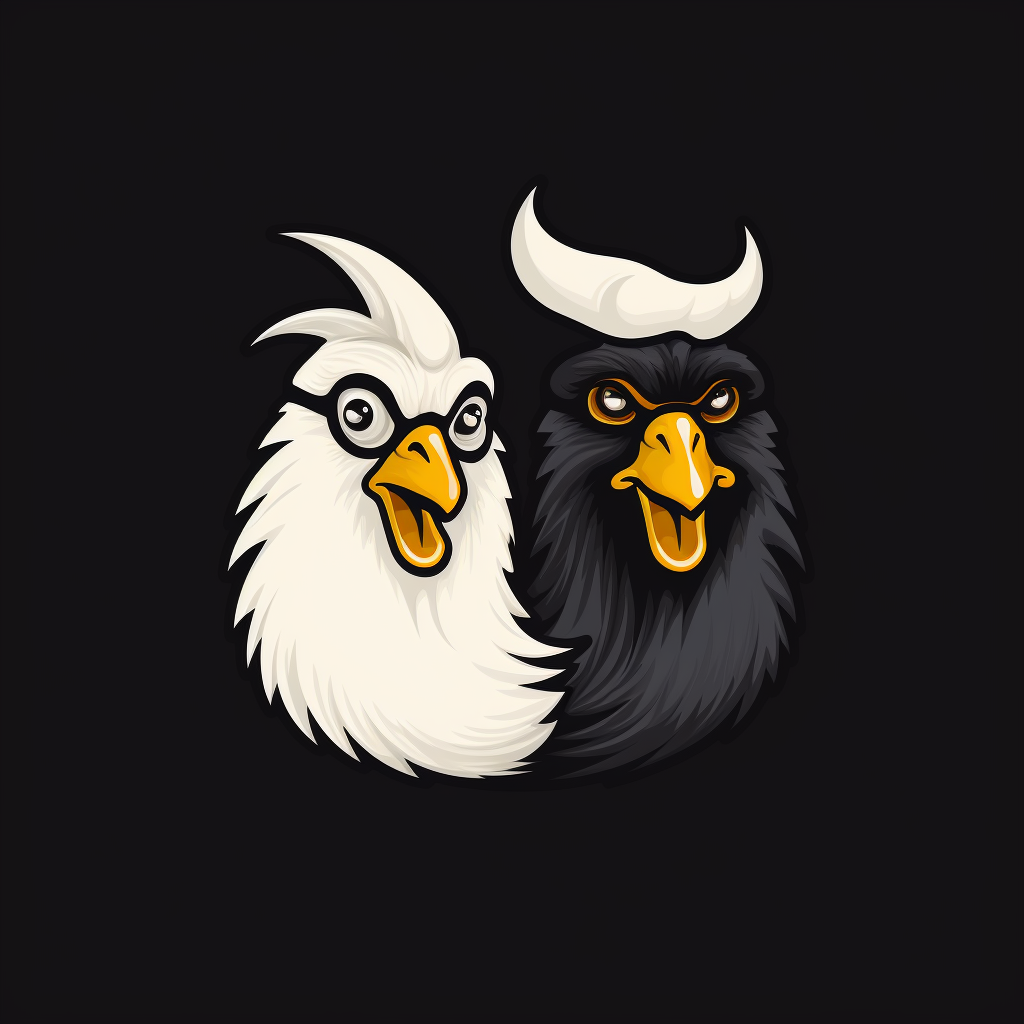 Funny logo with chicken and goat