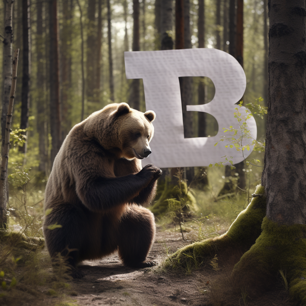 Funny meme bear in forest