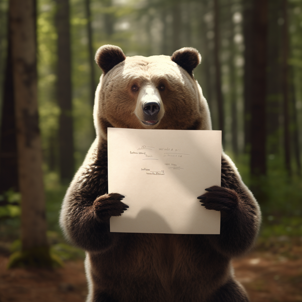 Funny meme bear holding paper with  BERA