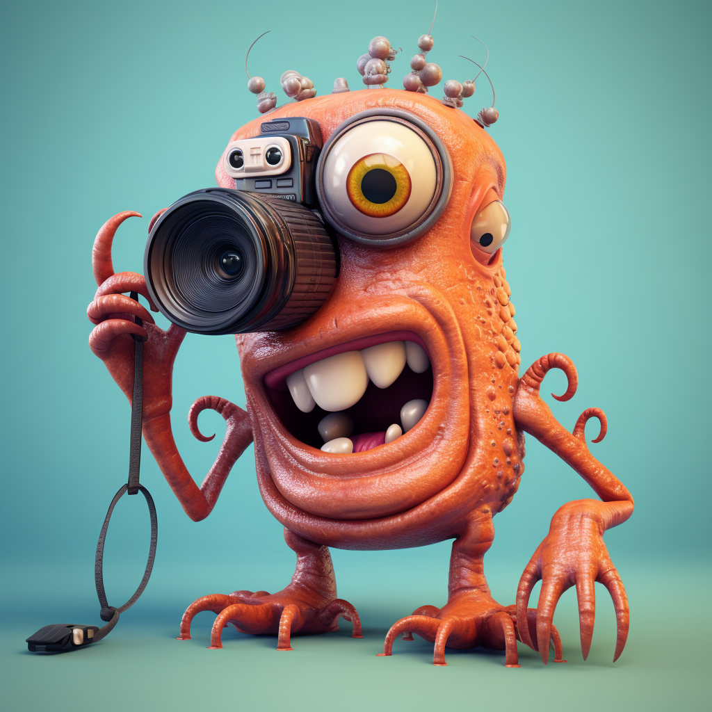 Funny monster with tentacles and gastrocamera