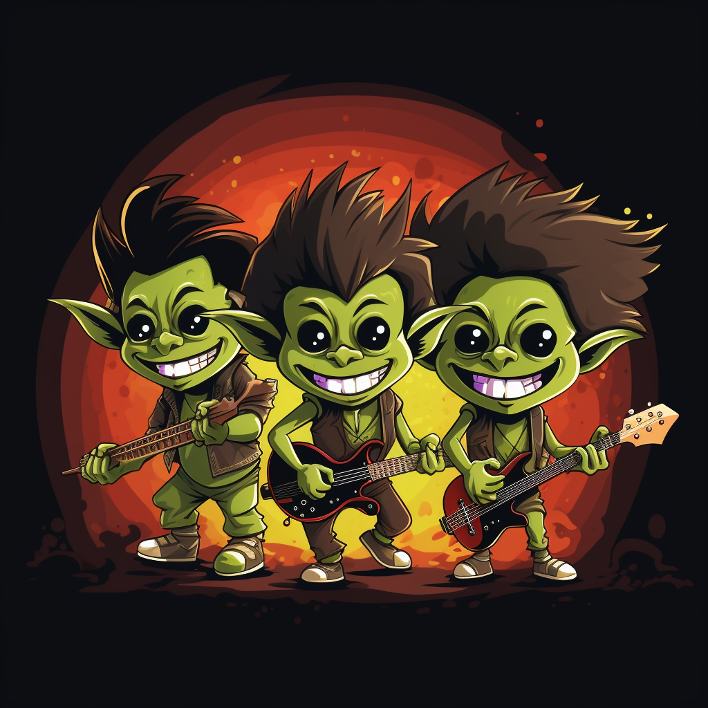 Whimsical funny rock band goblin