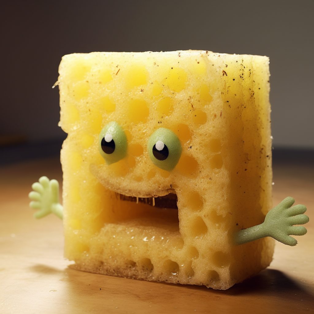 Funny sponge displaying great humor