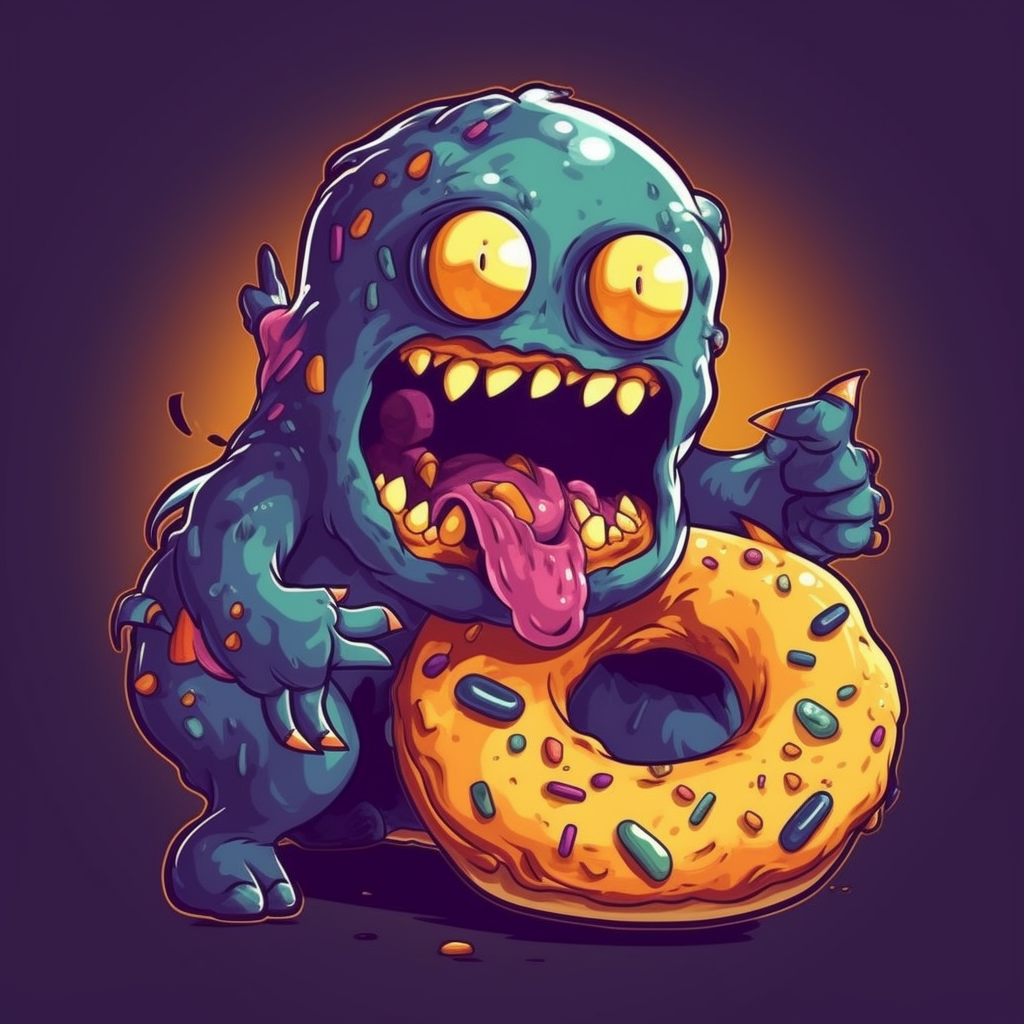 Funny sweet donut monster image