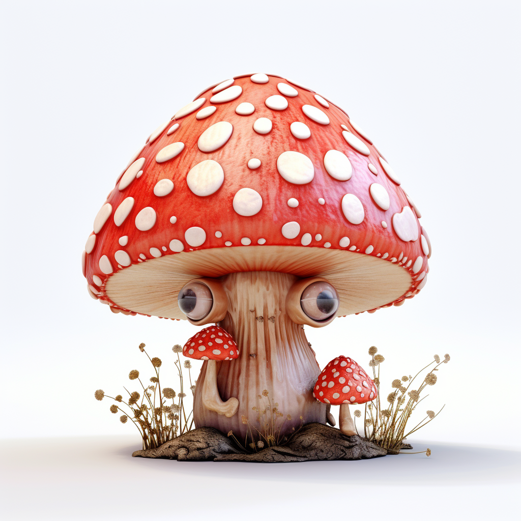 Funny Toadstool Character on White Background