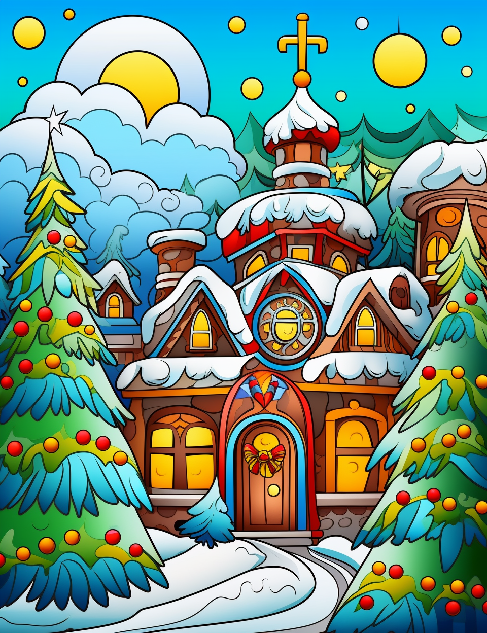 Funny Christmas cartoon coloring pages for kids