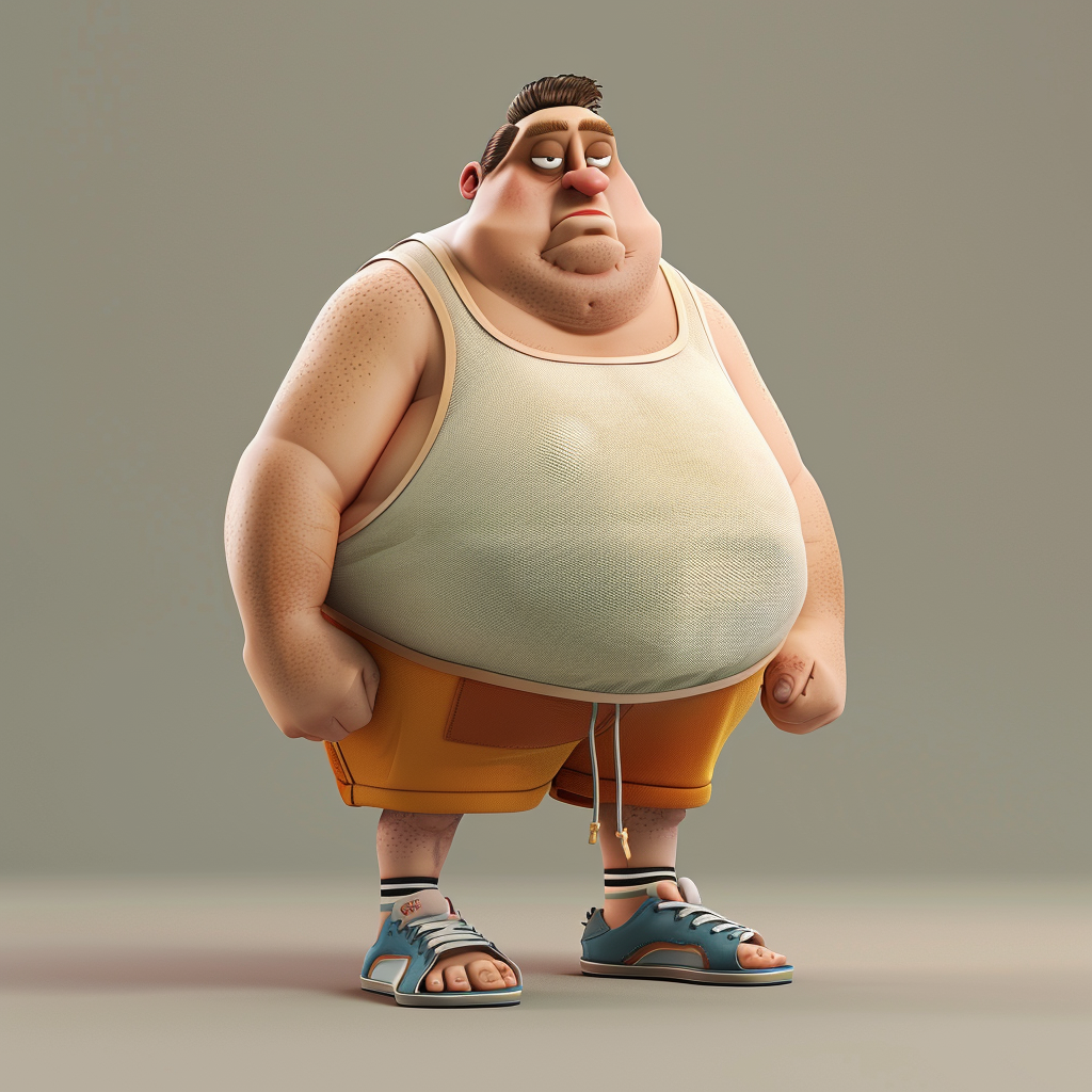 Exaggerated Funny Fat Man Cartoon