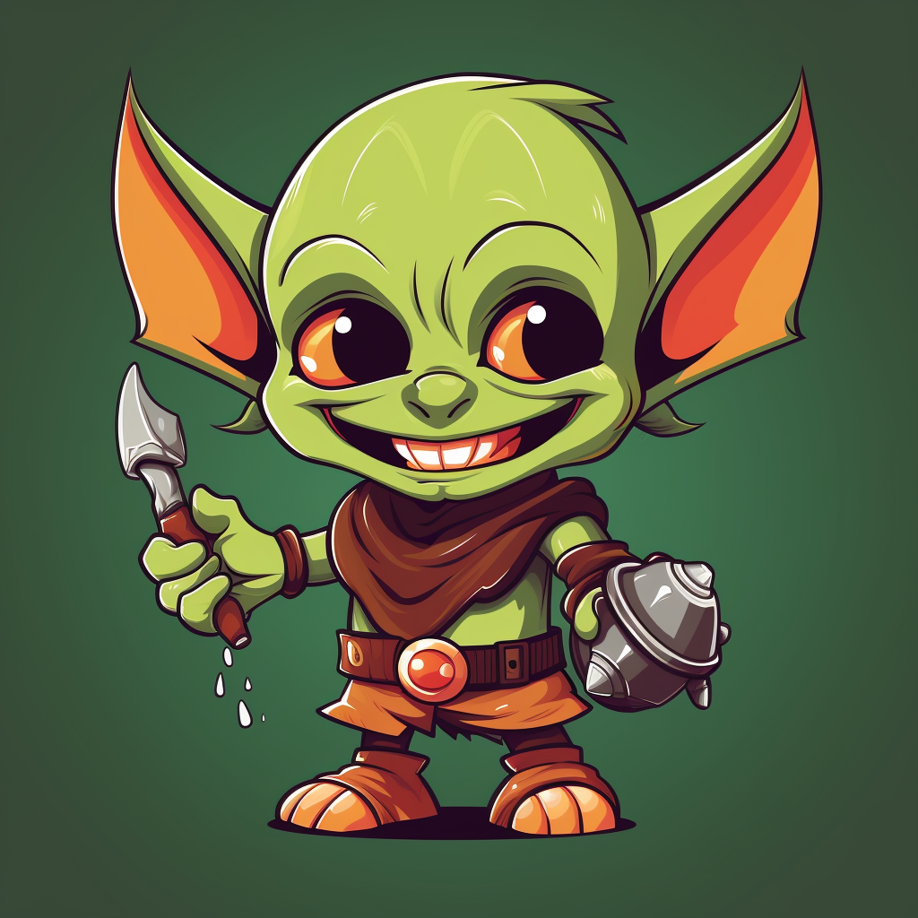 Cute Funny Goblin Chibi in Playful Cartoon Style