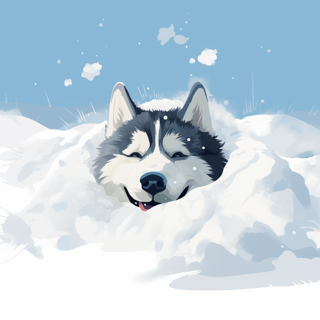 Cute Husky in Snow Illustration