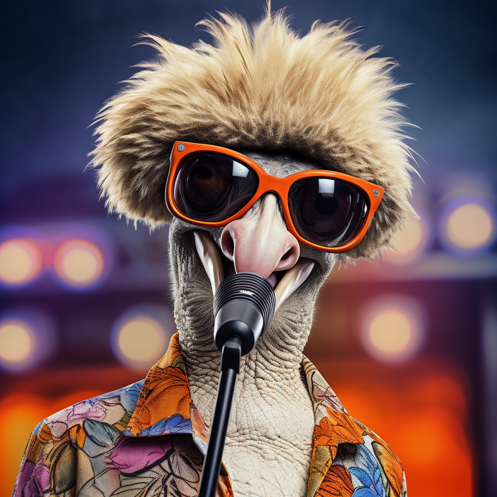 Anthropomorphic Ostrich with Sunglasses