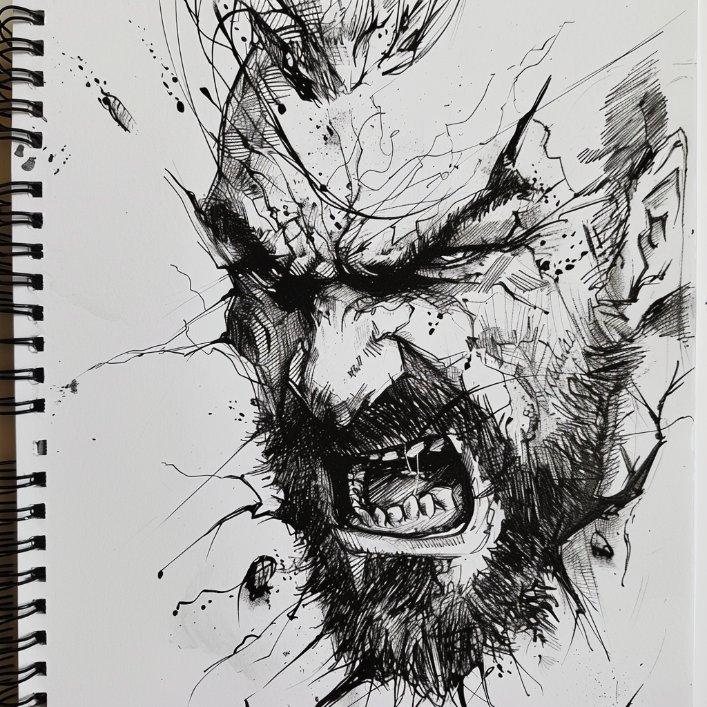 Angry Ink Sketch Drawing Art