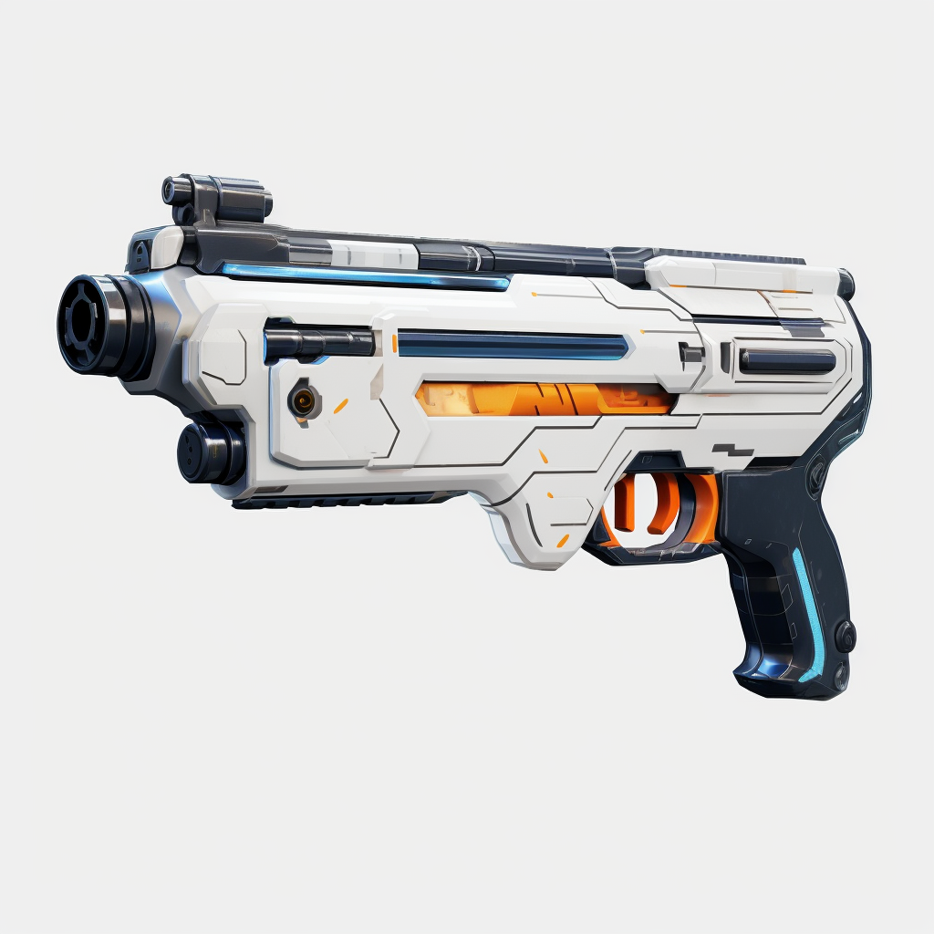 Futuristic white blaster gun with sleek design