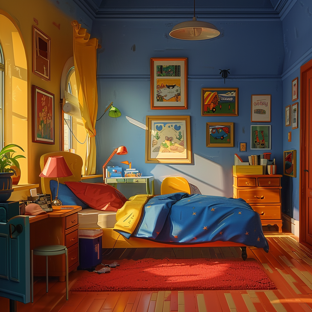 Cartoon furnished room interiors