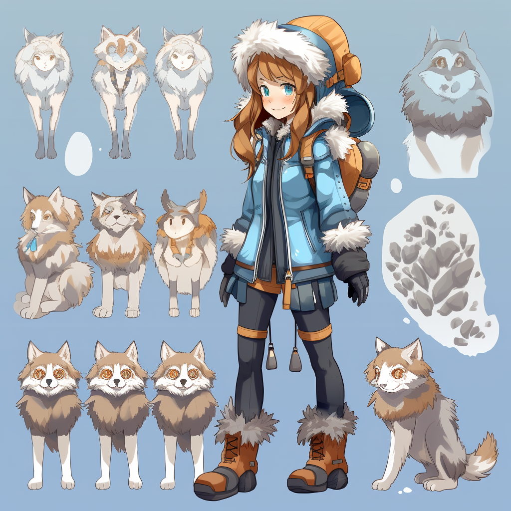 Anime-style icy explorer fursona