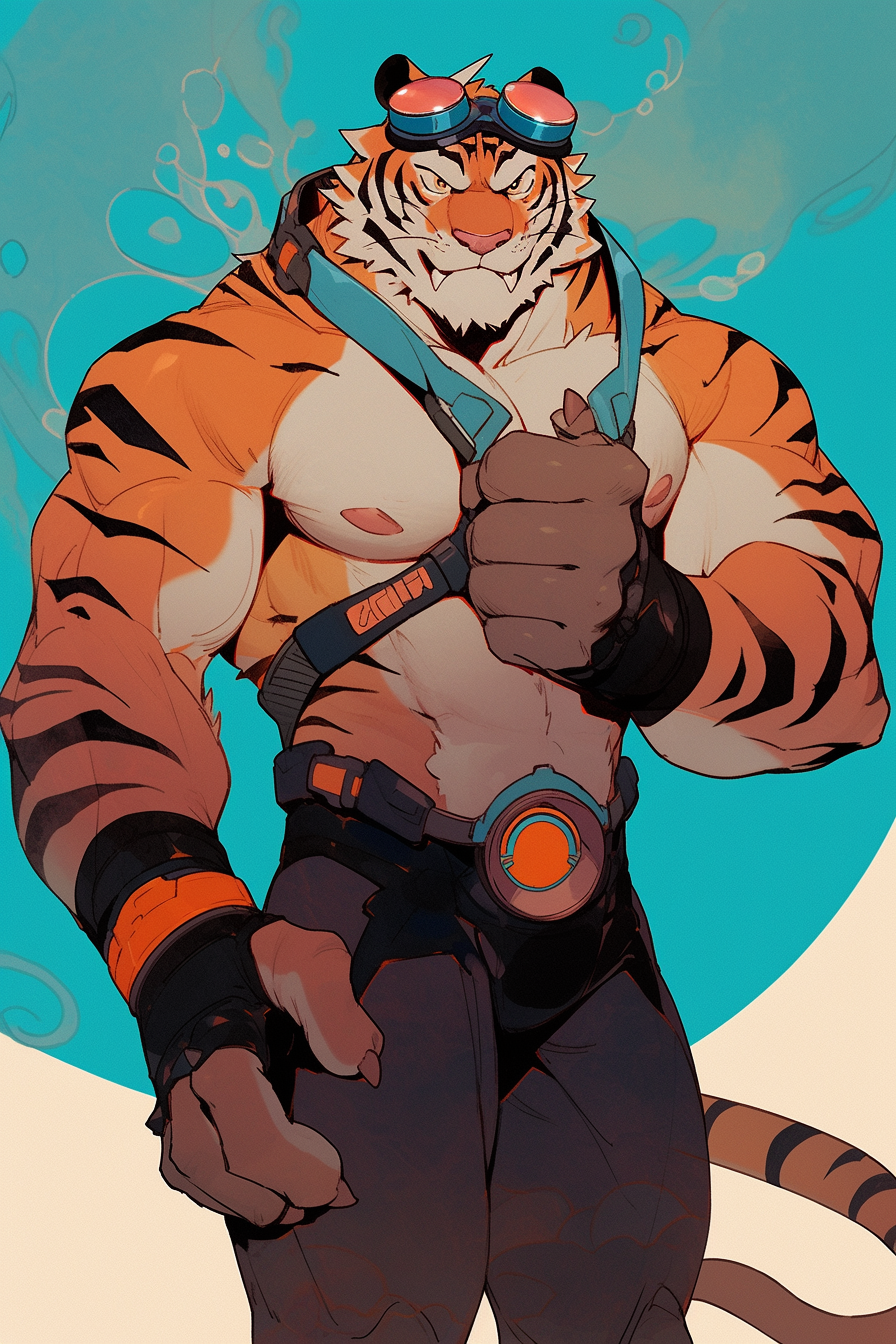 Illustration of a Male Furry Tiger Superhero