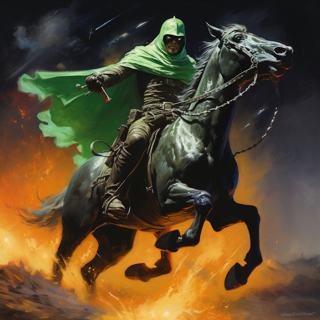 Powerful Fusion of Green Lantern, Space Ghost, and Death Dealer