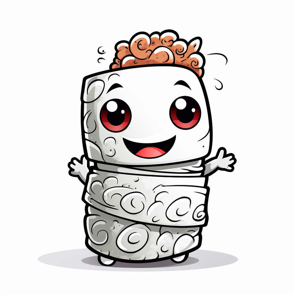 Cute FUTOMAKI Sushi Character with Doodle Style