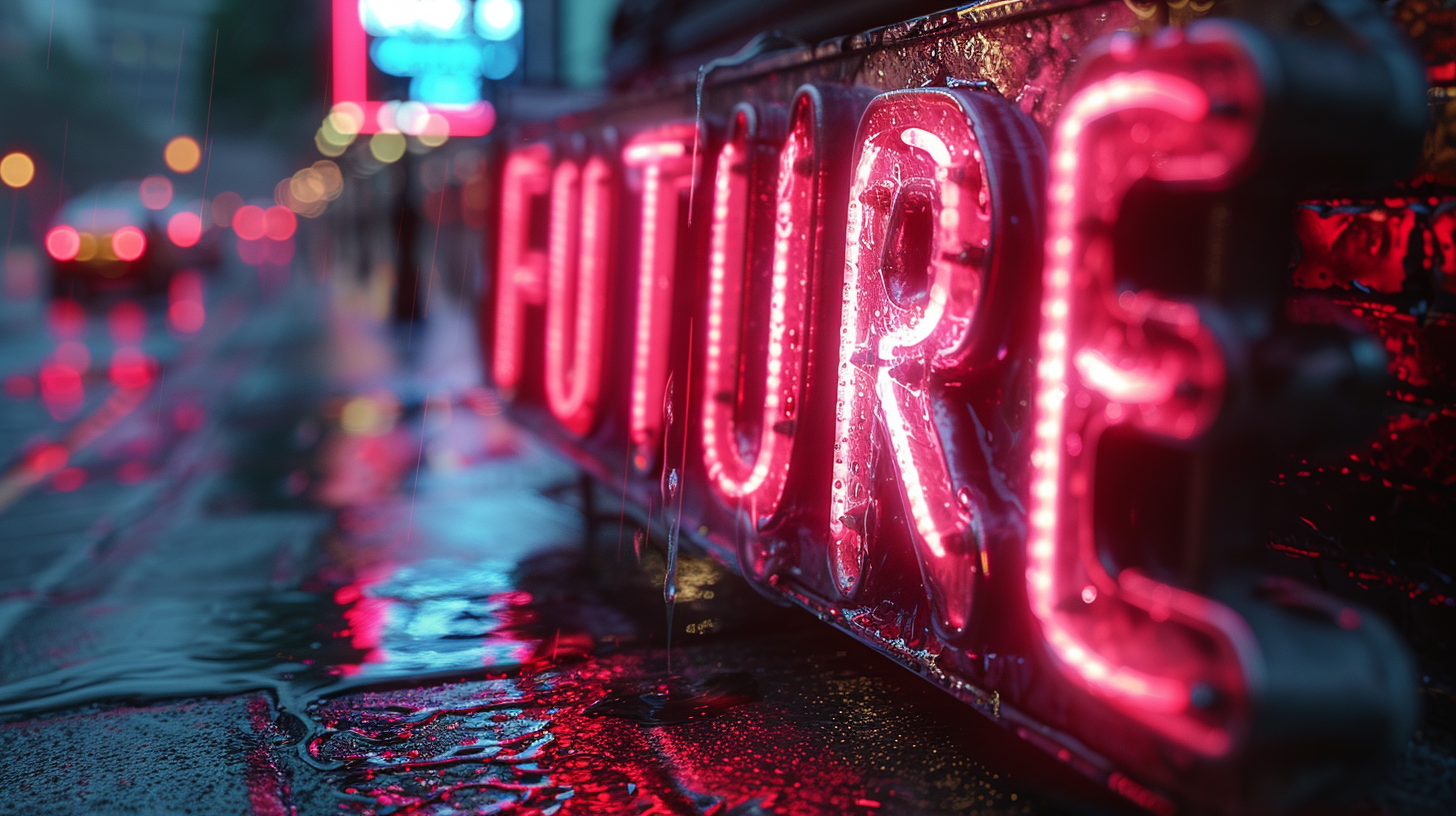 holographic future cult lettering design