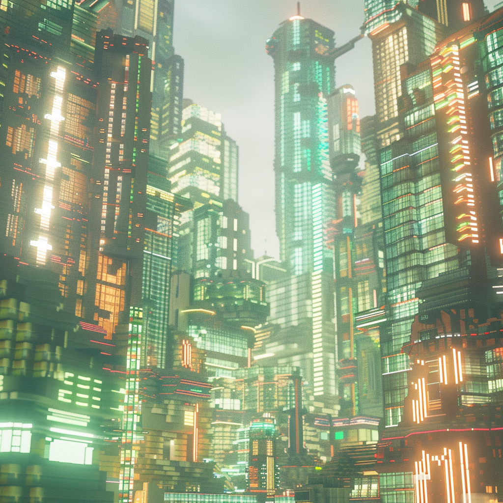 Pixelated 3D Voxel City Buildings