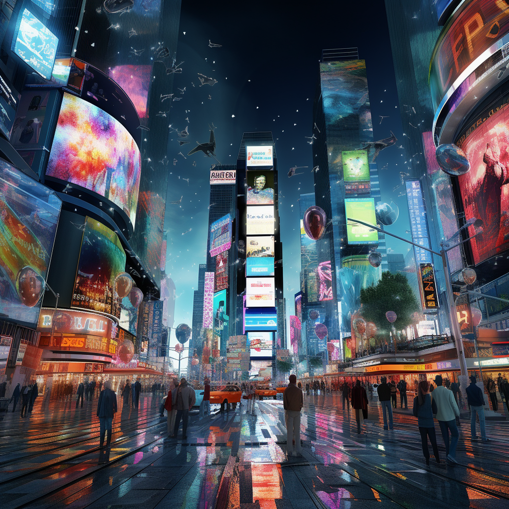 Vibrant Times Square in the Future