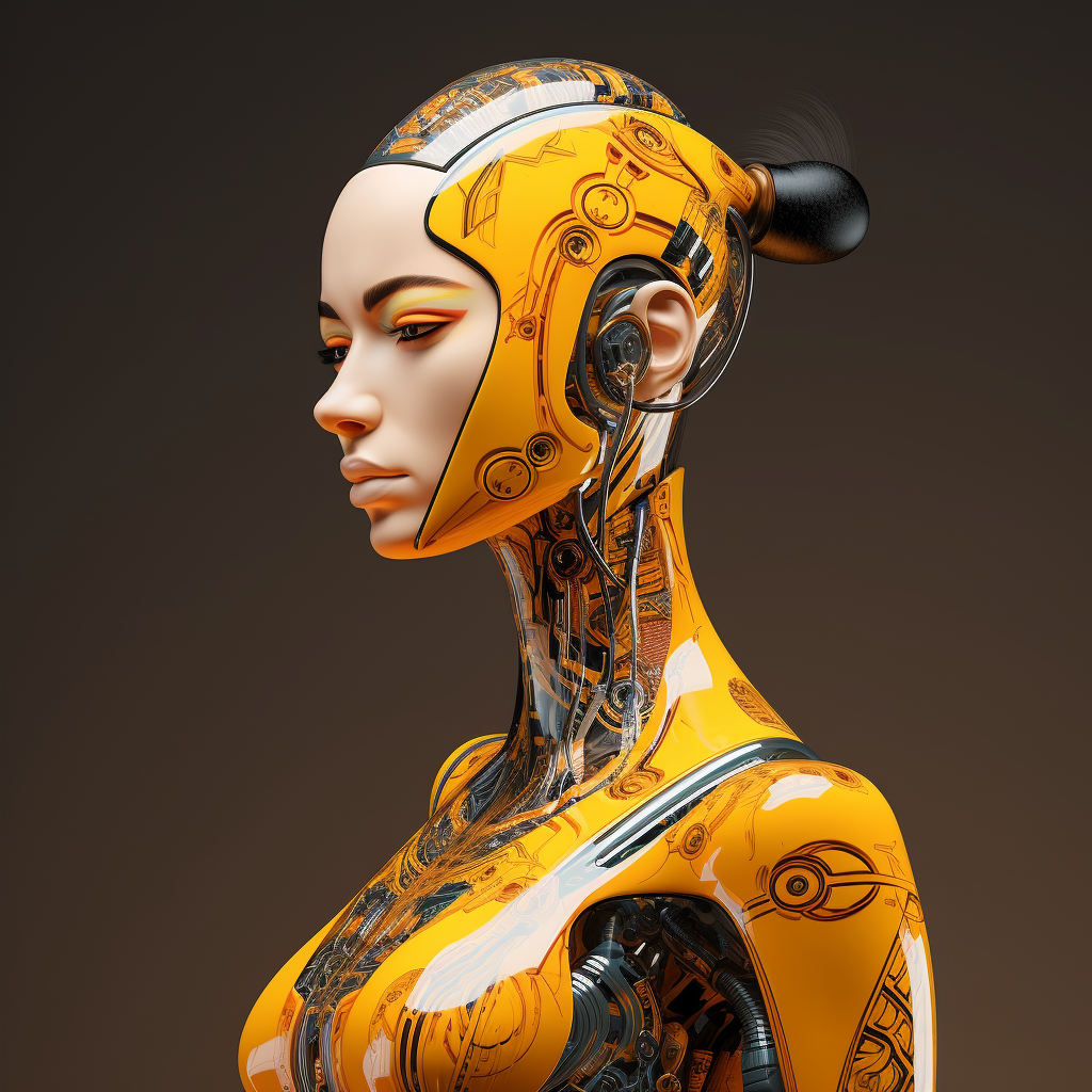 Futuristic AI Robot Woman with Creative Idea