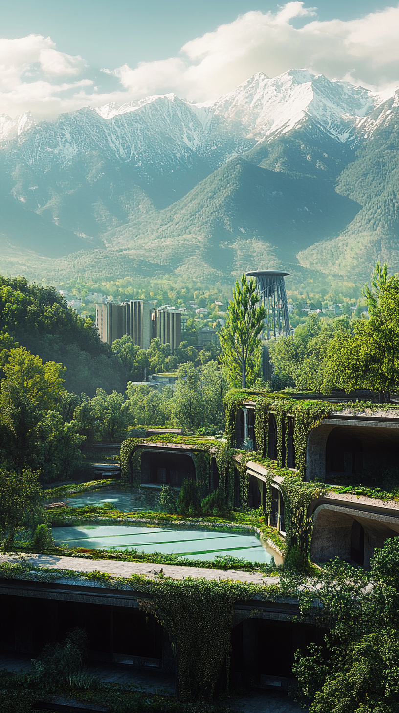 abandoned futuristic city nature reclaim