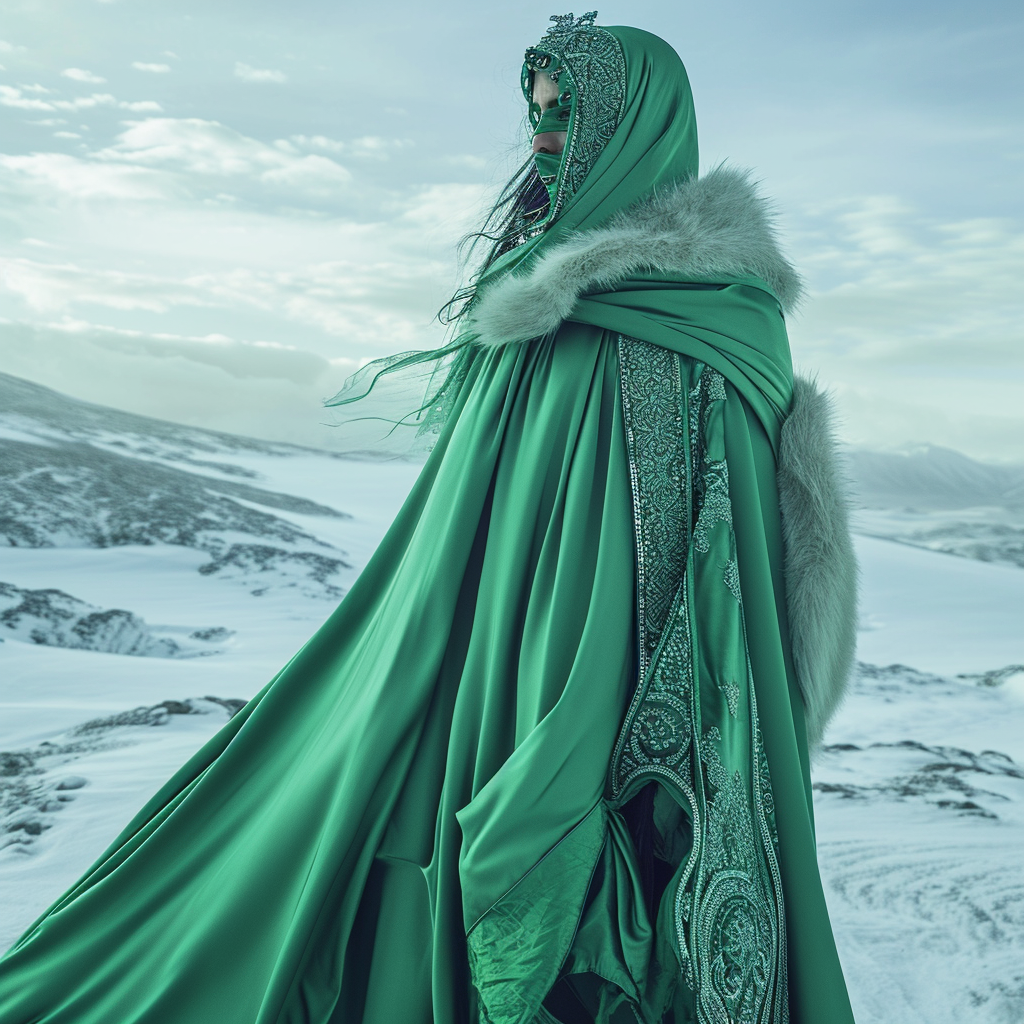 Arabic woman in futuristic green robes