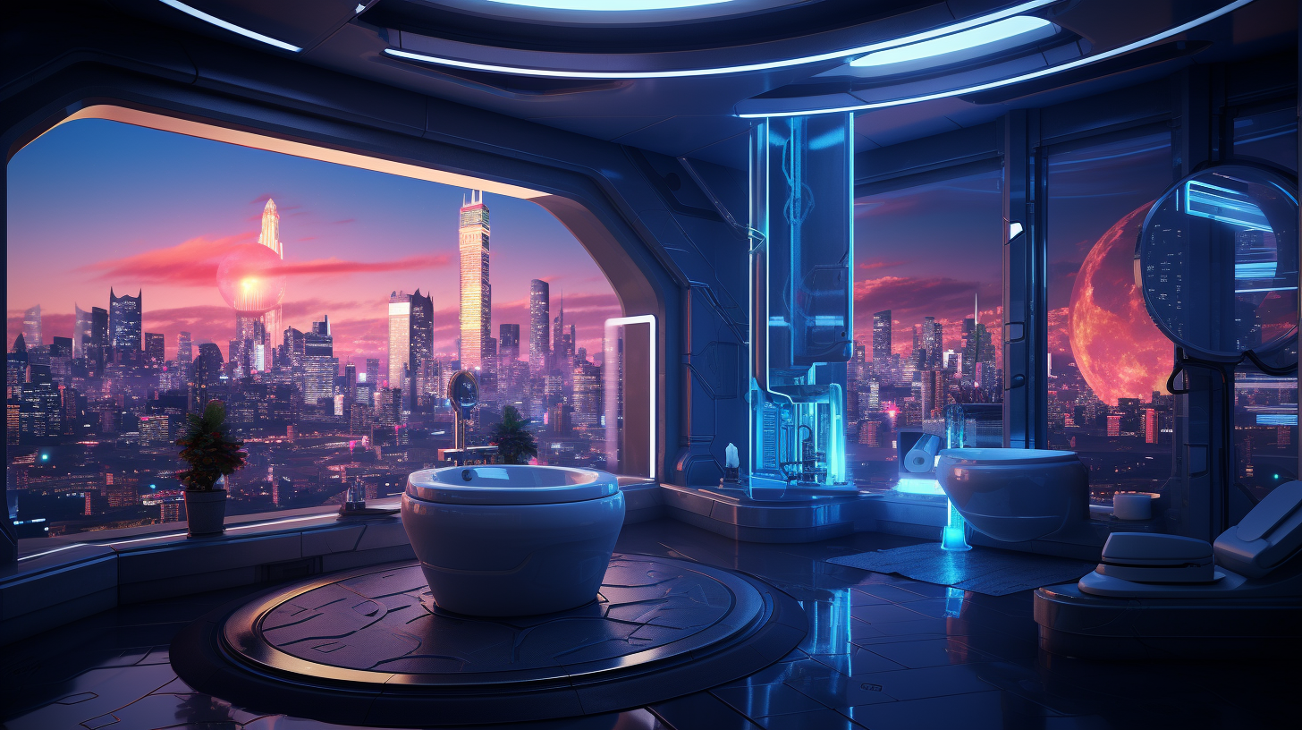 Futuristic Bathroom with Neon Lights