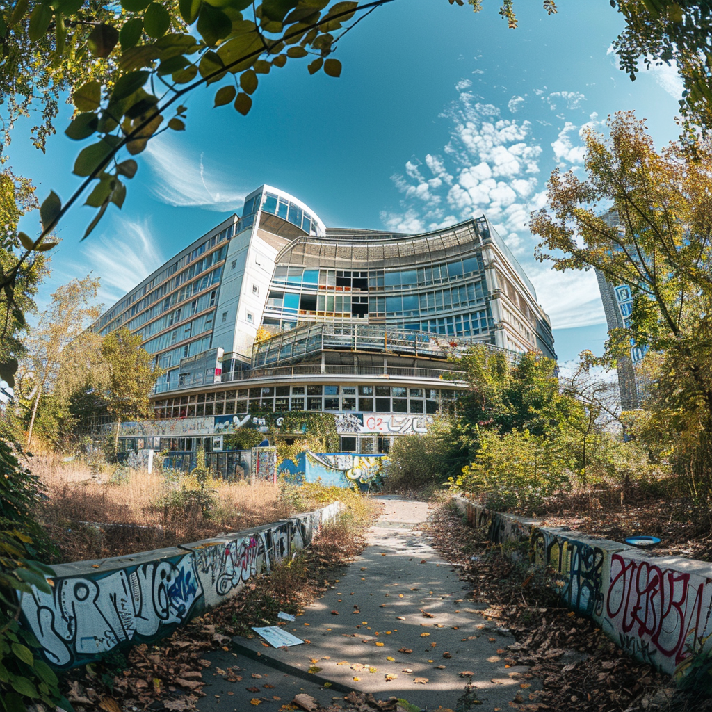 Berlin Futuristic Hospital Graffiti Trees