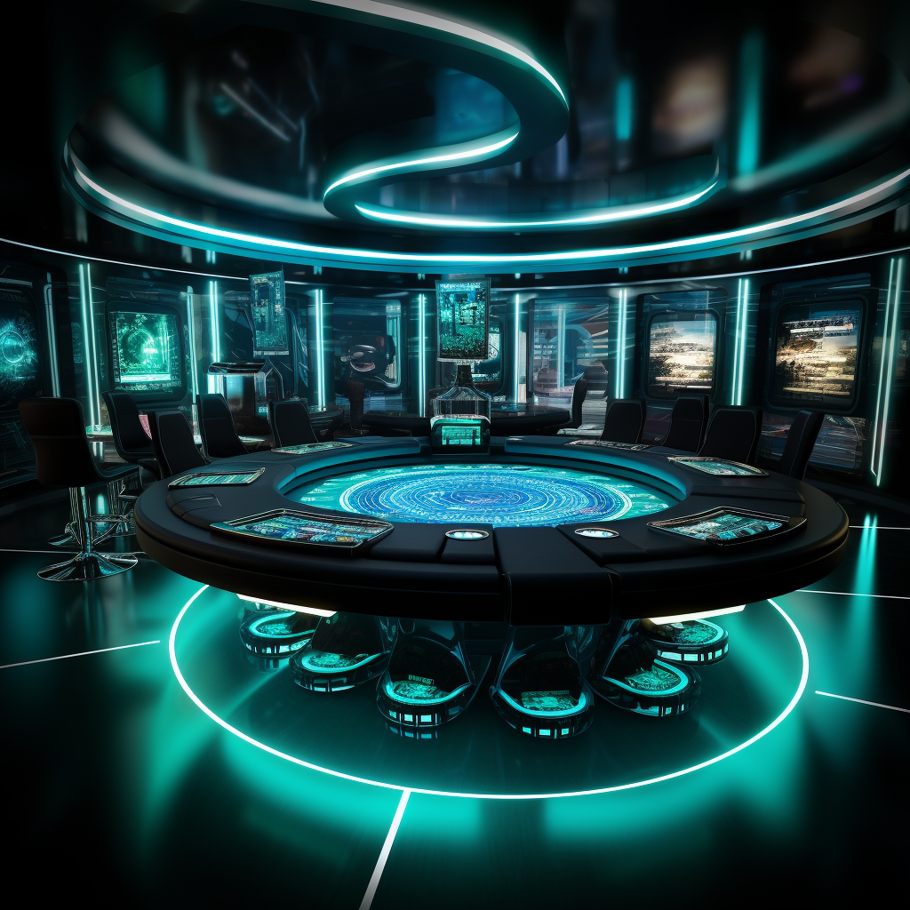 Futuristic blackjack table at modern casino