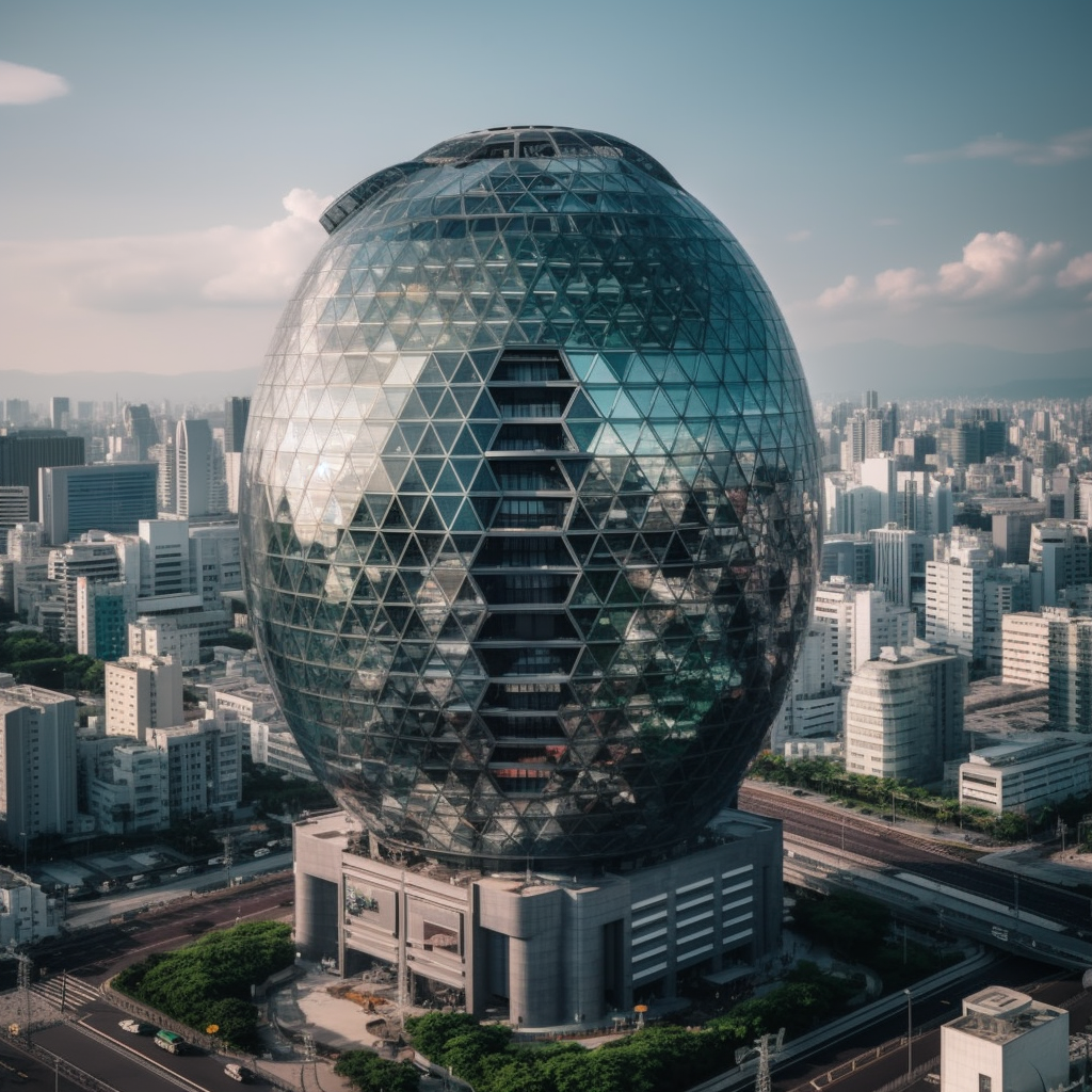 Futuristic Building in Japan City