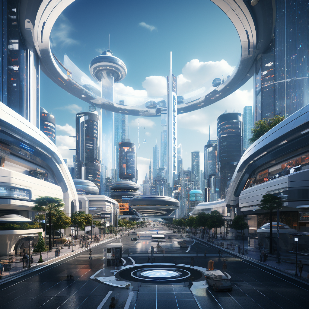 Futuristic cityscape with modern architecture