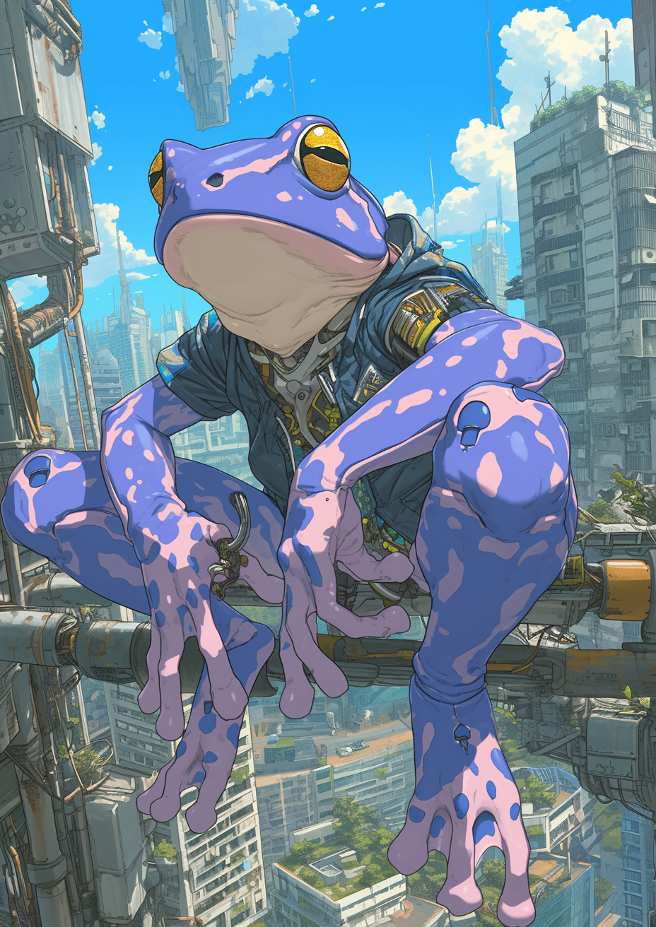 Purple and Blue Spotted Frog