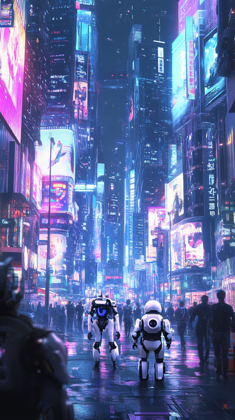 robots in advanced urban city