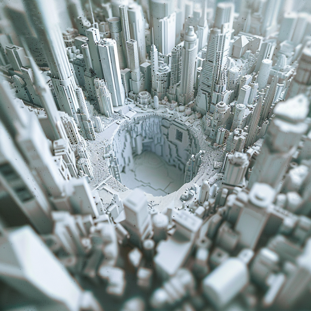 3D futuristic city sculpture art