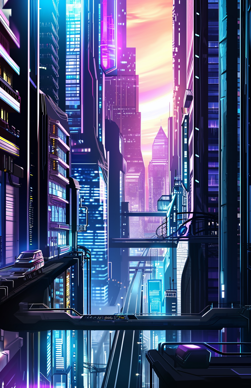 Futuristic cityscape vector illustration