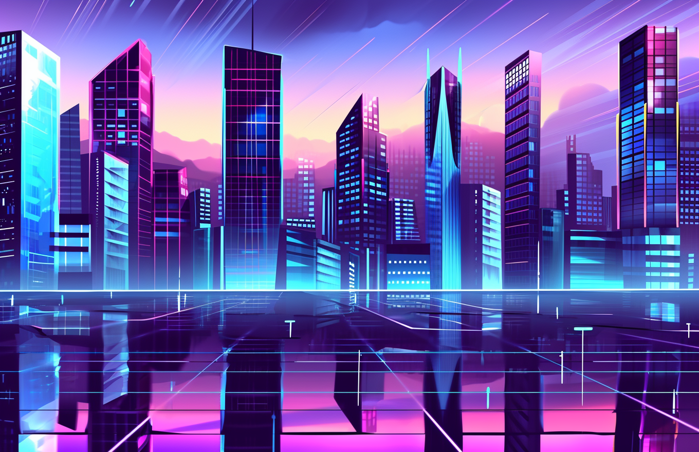 Futuristic cityscape vector art