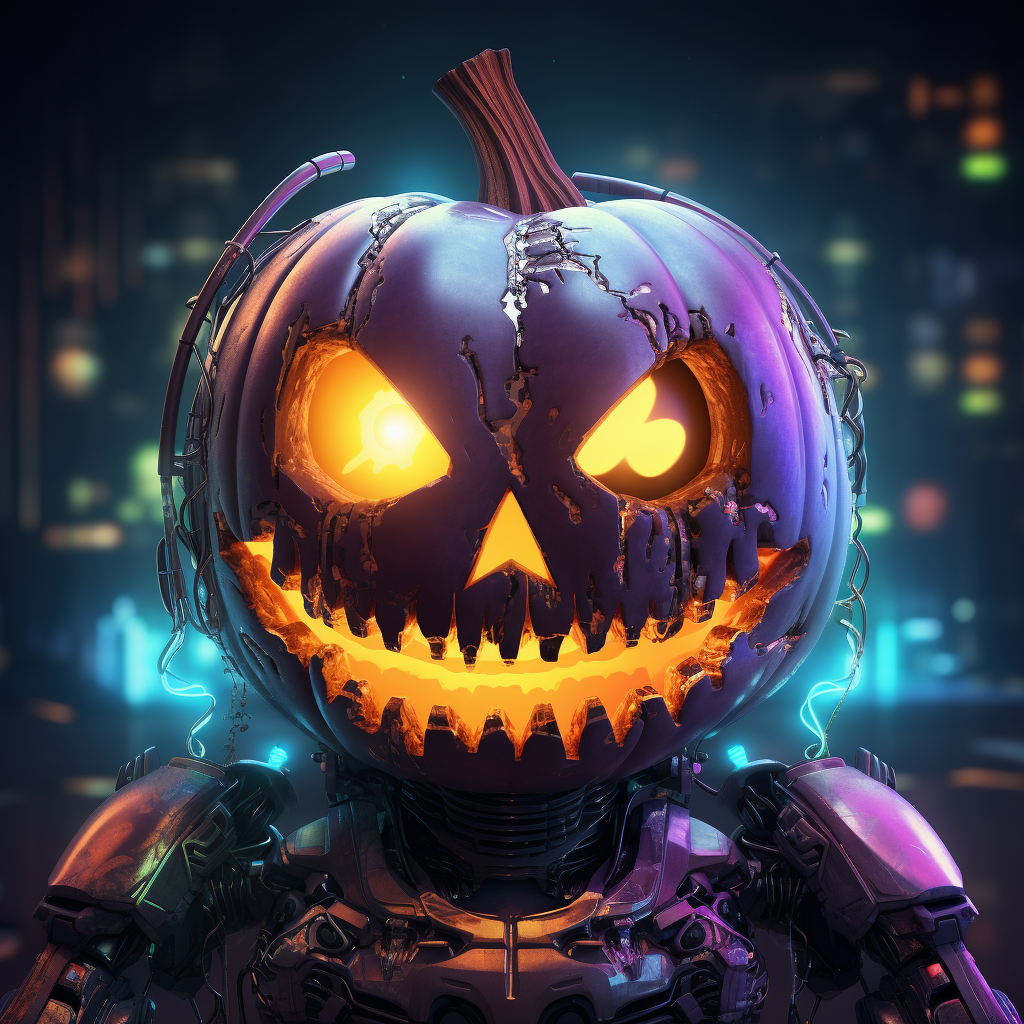 Colorful cyberpunk halloween pumpkin