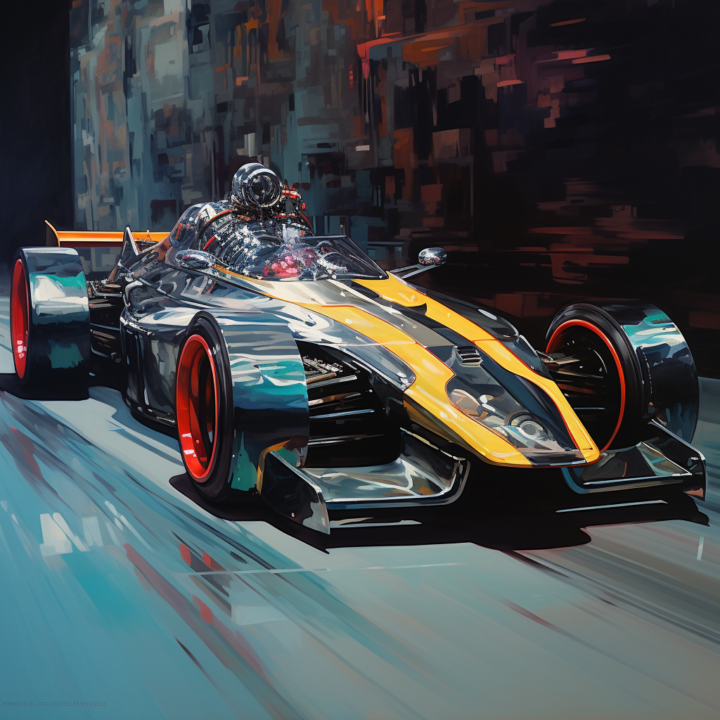 Futuristic concept racing car oil painting