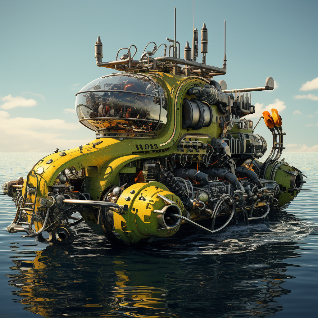 Futuristic Construction Machine on Water