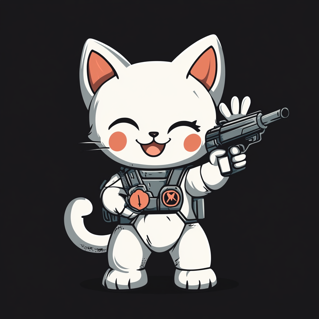 Cute Cyborg Kitten with Ray Gun